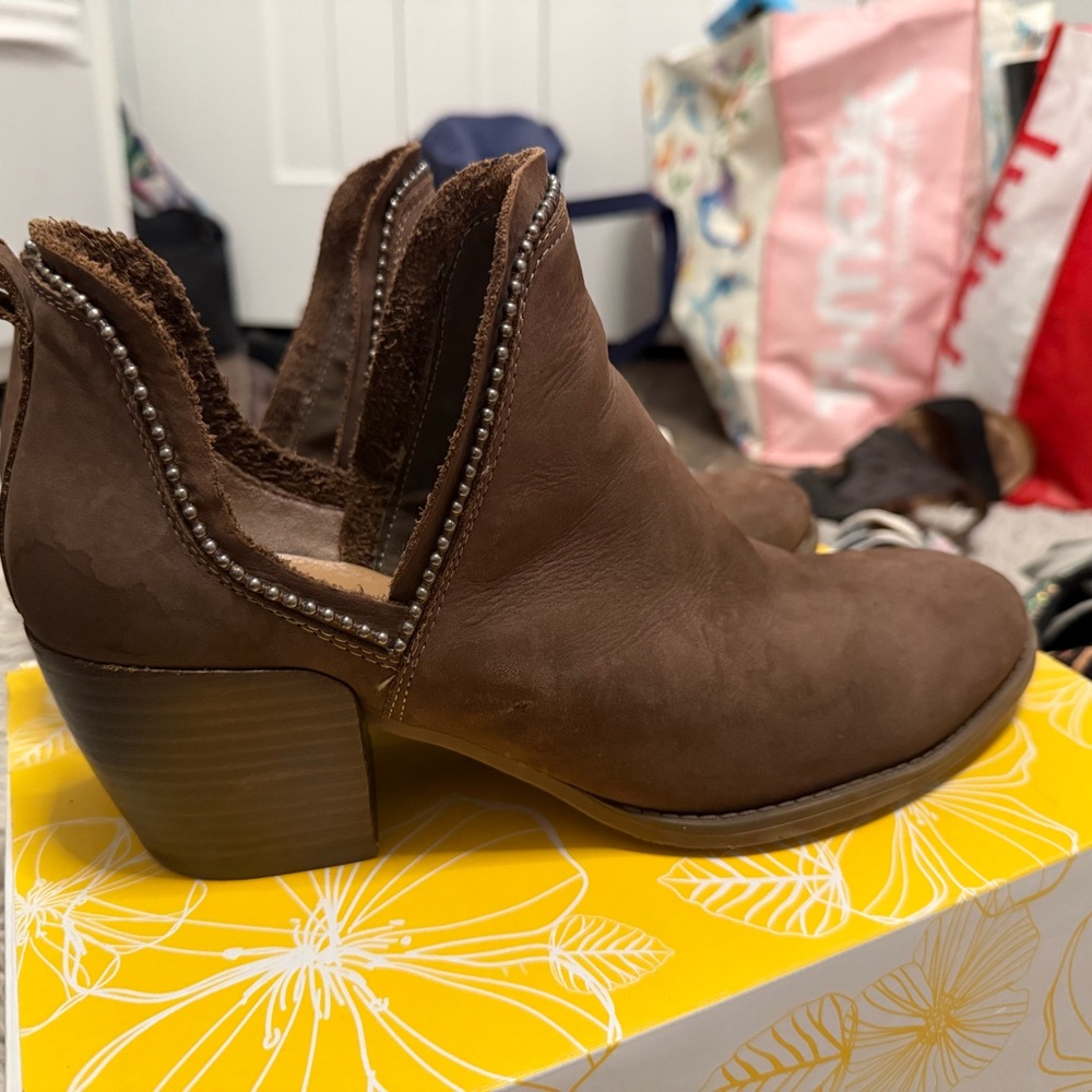 Brown Ankle Boots with Studded Detail